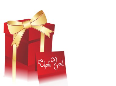 Gift box with greeting card clipart