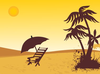 Summer background with palm tree clipart