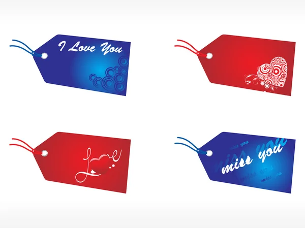 Tags with love notes in red and blue — Stock Vector