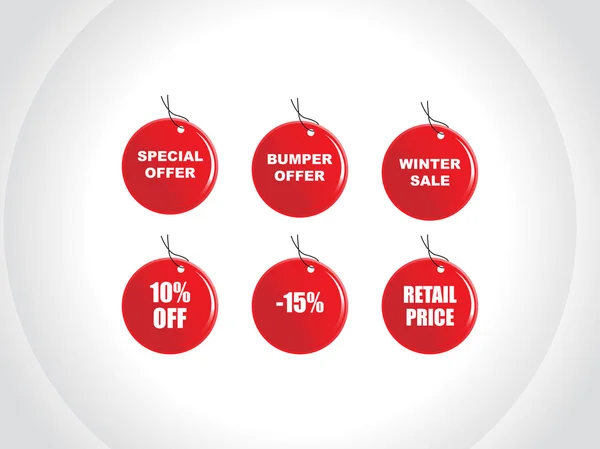 Etiquetas oferta de parachoques venta de invierno, rojo — Vector de stock