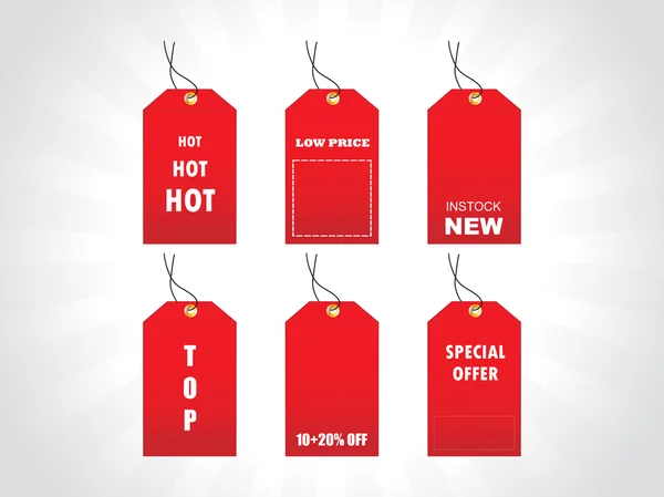 Tags for new stock in red — Stock Vector