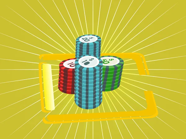 Stosy żetonów pokerowych, ilustracja — Wektor stockowy