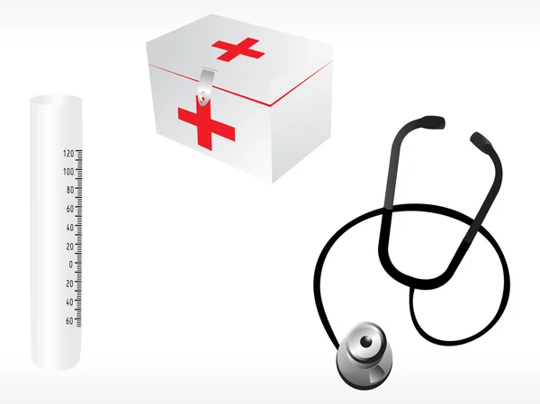 听诊器和急救盒 — 图库矢量图片
