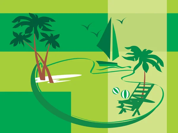 Palmiye ağacı ile yaz tatili — Stok Vektör