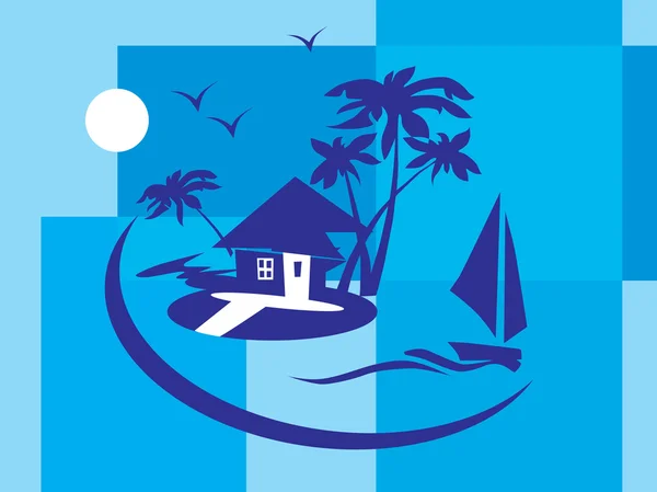 Summer holiday with palm tree — Stock Vector