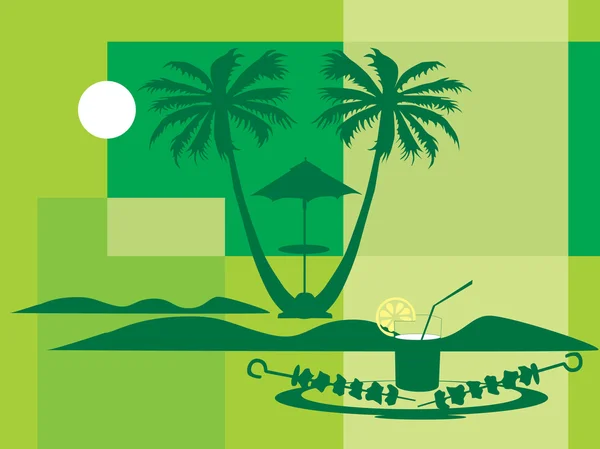 Vacaciones de verano con palmera — Archivo Imágenes Vectoriales