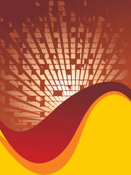 Sunburst and wave, vector wallpaper — Stock Vector