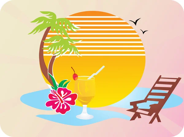 Summer beach scene vector wallpaper — Stock Vector