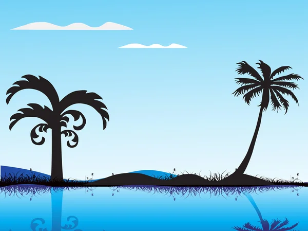 夏天背景与棕榈树 — 图库矢量图片