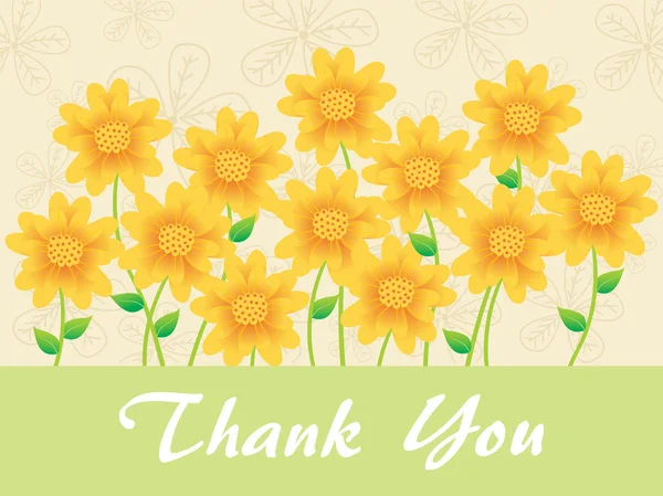 Sunflowers background with thankyou text — Stock Vector