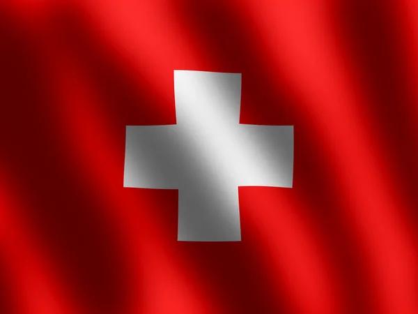 Macha flagą Szwajcaria — Zdjęcie stockowe