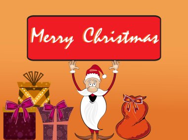 Gift box, santa claus on xmas background clipart