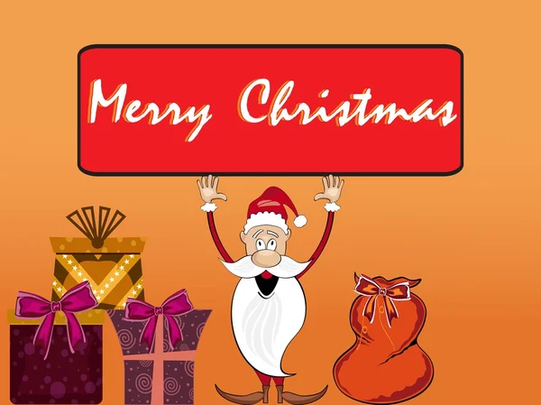 Gift box, santa claus on xmas background — Stock Vector