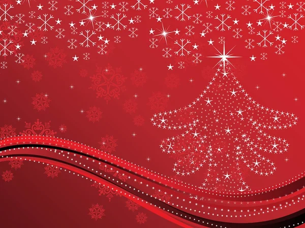 クリスマス ツリーと赤の背景 — ストックベクタ