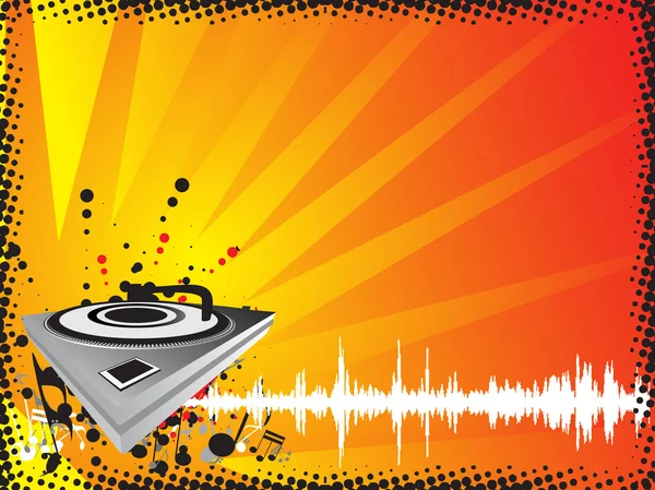Turntable on music background — Stock Vector