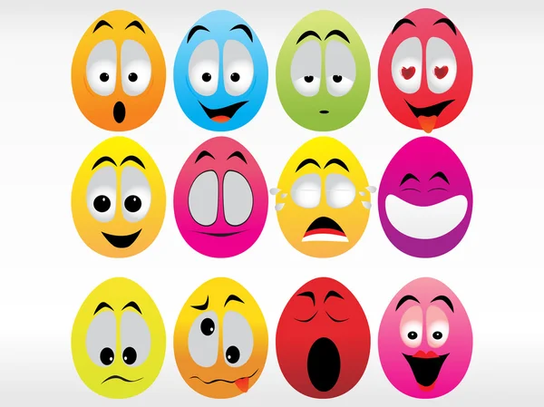 Douze œufs de Pâques en pose diffrente — Image vectorielle