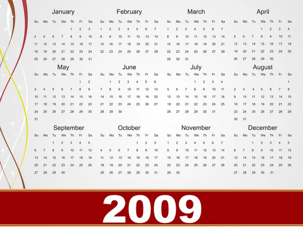 ベクトルは、2009 年のカレンダー — ストックベクタ