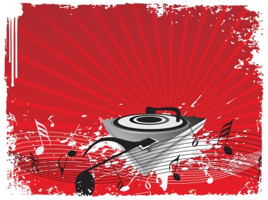 Turntable on music background clipart