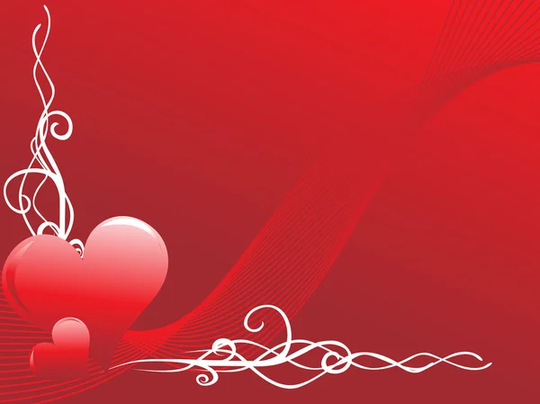 Coeur rouge avec tourbillon blanc — Image vectorielle