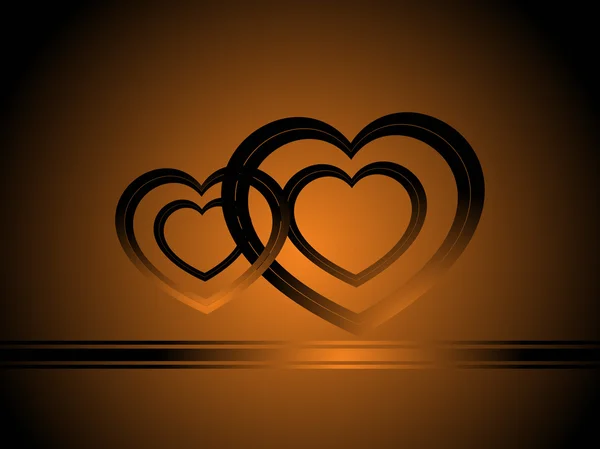 Deux cœur romantique, illustration — Image vectorielle
