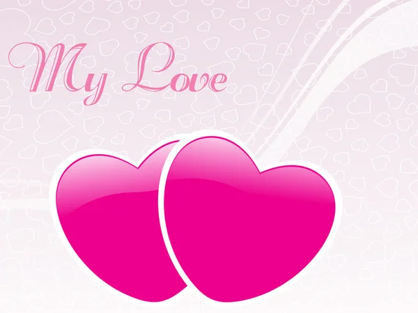 Dois corações românticos cor-de-rosa, ilustração — Vetor de Stock