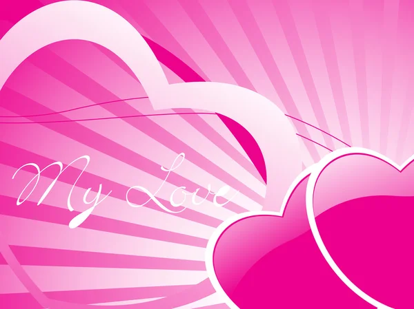 Dois corações românticos rosa — Vetor de Stock