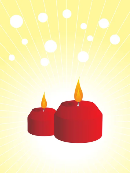 Zwei kurze Kerzen und Schneeflocke, gelb — Stockvektor