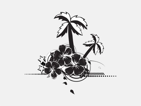 Palmeras vectoriales con hibisco — Archivo Imágenes Vectoriales