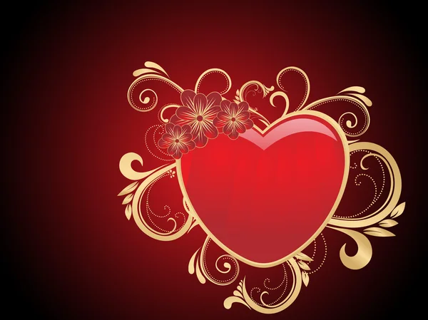 Bloemmotief rood hart — Stockvector