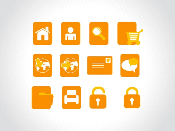Vector de símbolos e iconos en naranja — Vector de stock