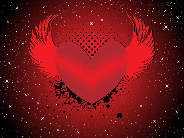 Grungy καρδιά με φτερό — Διανυσματικό Αρχείο