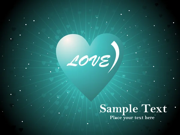 Coeur vert avec texte d'amour — Image vectorielle