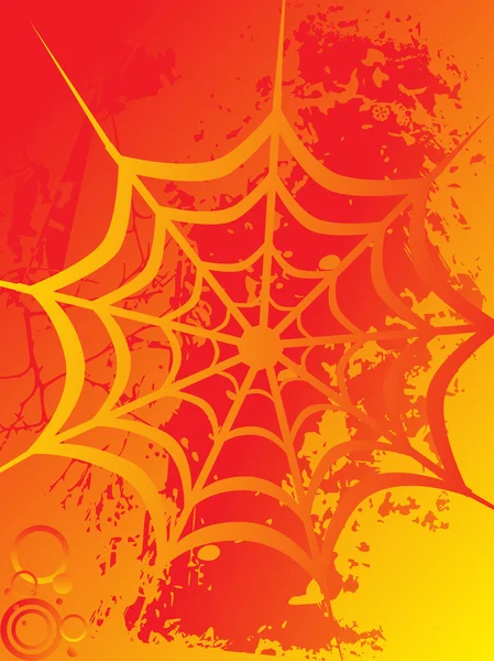 Spider net on orange background — Stock Vector