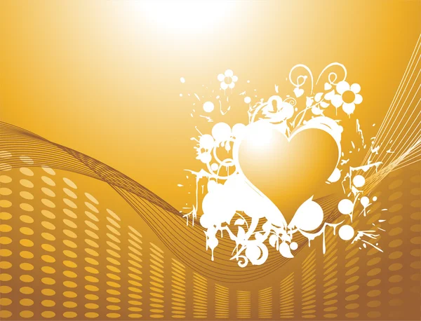 Zlaté srdce a květinové — Stockový vektor