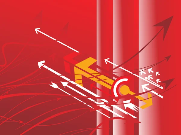 Serie di frecce vettoriali sul banner rosso — Vettoriale Stock