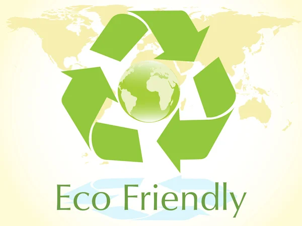 Globe avec panneau de recyclage vert — Image vectorielle