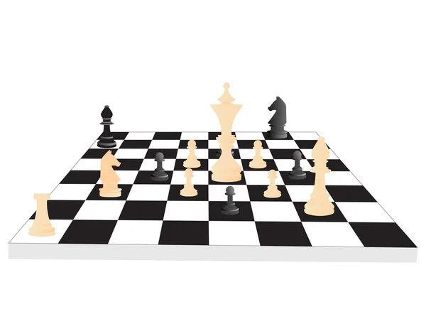 Vektor-Schachbrett und Figuren, Satz 1 — Stockvektor