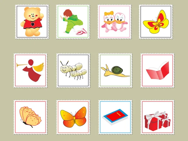Illustration timbres poste — Image vectorielle