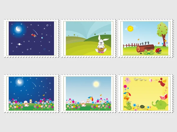 Posto de ilustração vetorial selos, set20 — Vetor de Stock