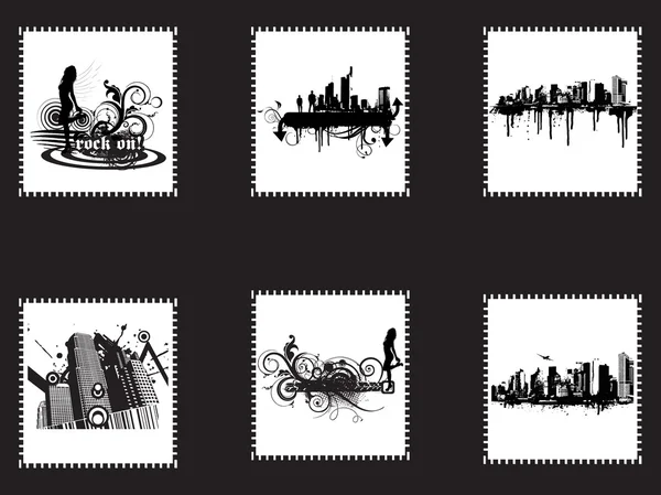 Illustration vectorielle timbres poste, set25 — Image vectorielle