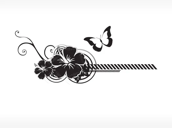 Цветок гибискуса с бабочкой — стоковый вектор