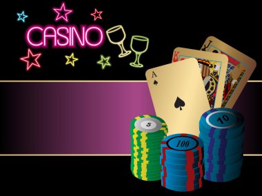 Vector illustration of cards and chips on casino clipart