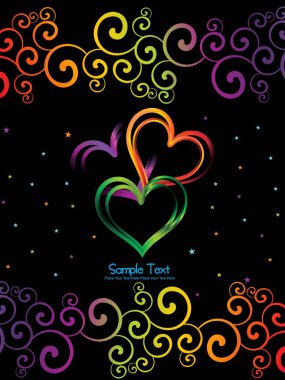 Artwork with set of three bright heart clipart