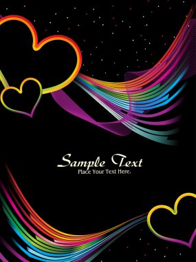 Colorful stripes, wave with hearts clipart