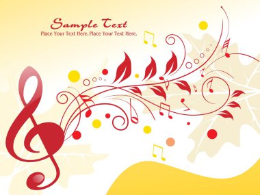 Floral background with musical notes clipart