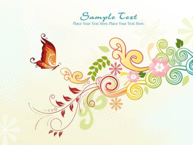 Background with floral and butterfly clipart