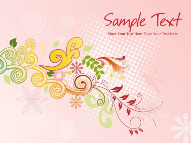 Dotted background with artwork, floral clipart