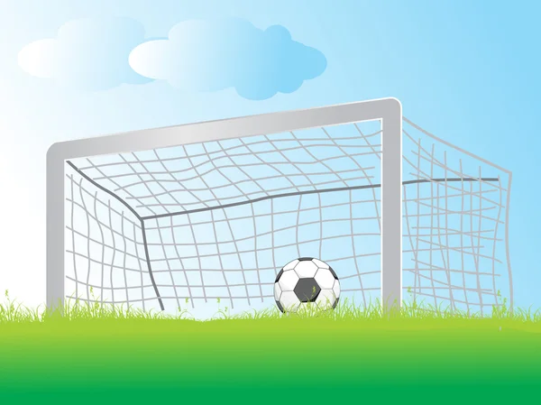 Vektor illustration av fotboll i målet — Stock vektor