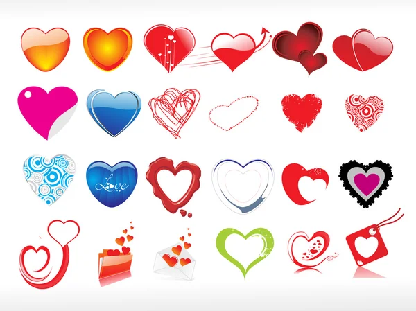 Ilustração vetorial do conjunto de ícones do coração1 — Vetor de Stock