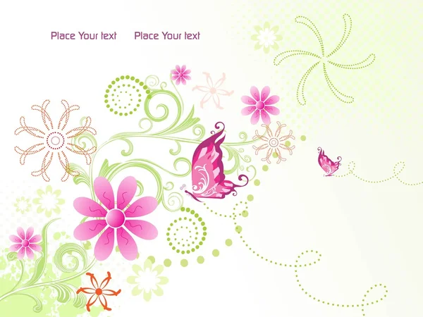 Fond grunge avec illustration florale — Image vectorielle